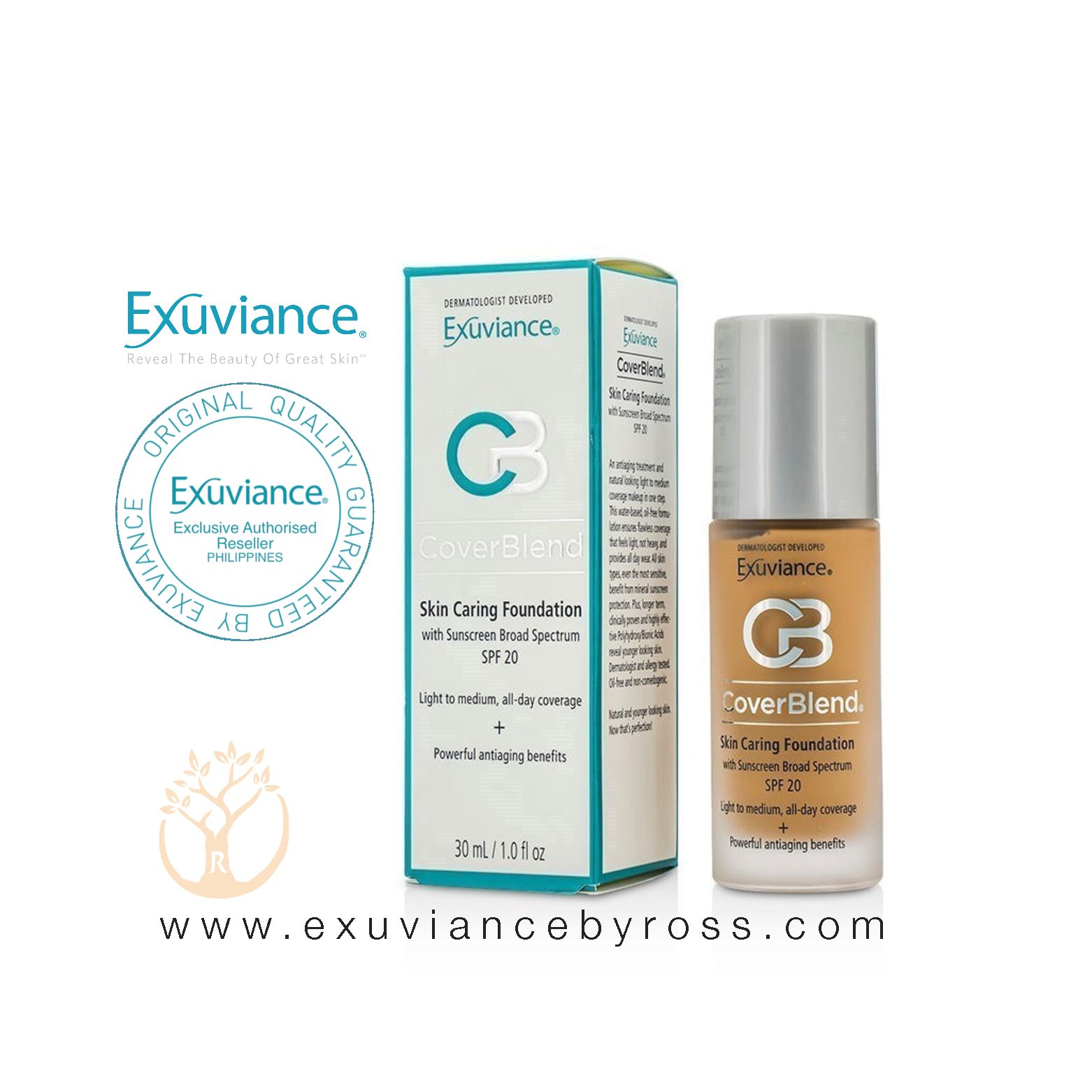 Exuviance CoverBlend Skin Caring Foundation SPF 20 30mL – Neutral Beige -  APRICUS WELLNESS