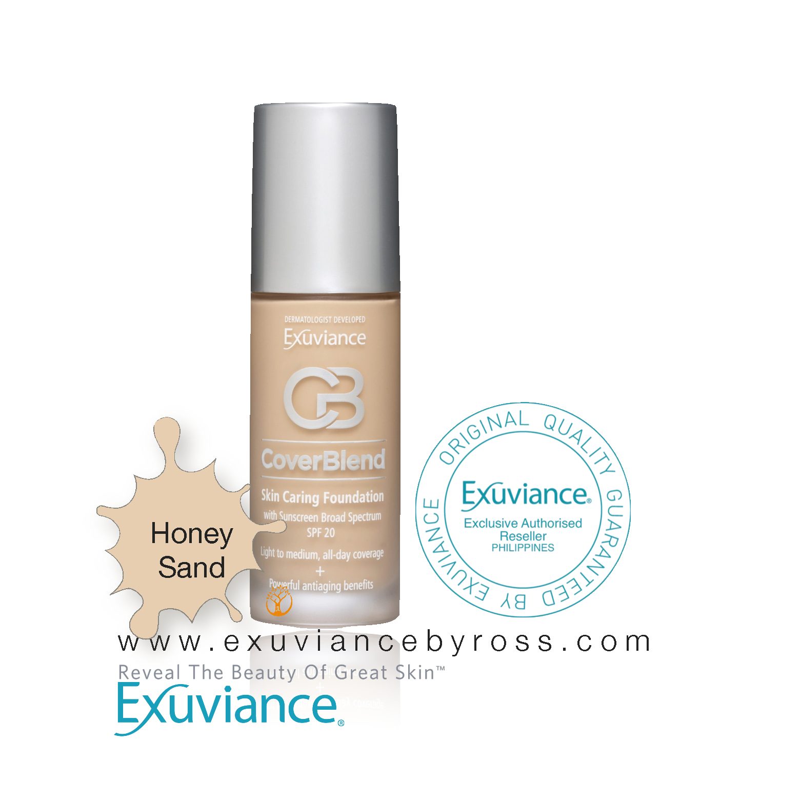 Exuviance CoverBlend Skin Caring Foundation SPF 20 30mL – Honey Sand -  APRICUS WELLNESS